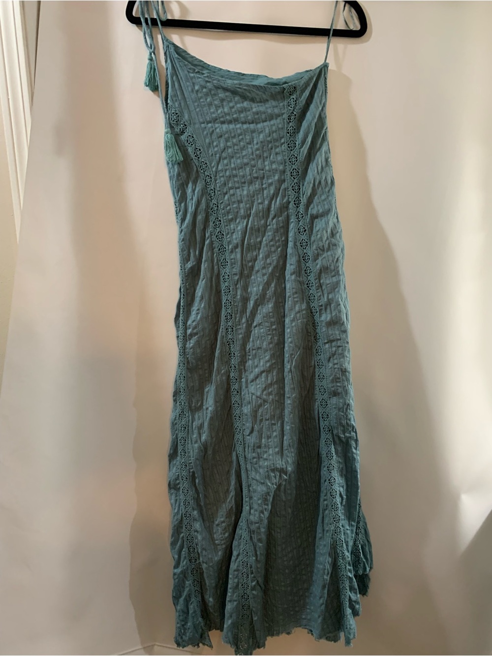 Free People Women’s Teal Maxi Dress with Lace Trim